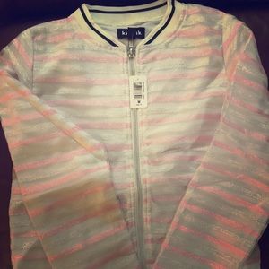Lurex stripe baseball jacket prism pink